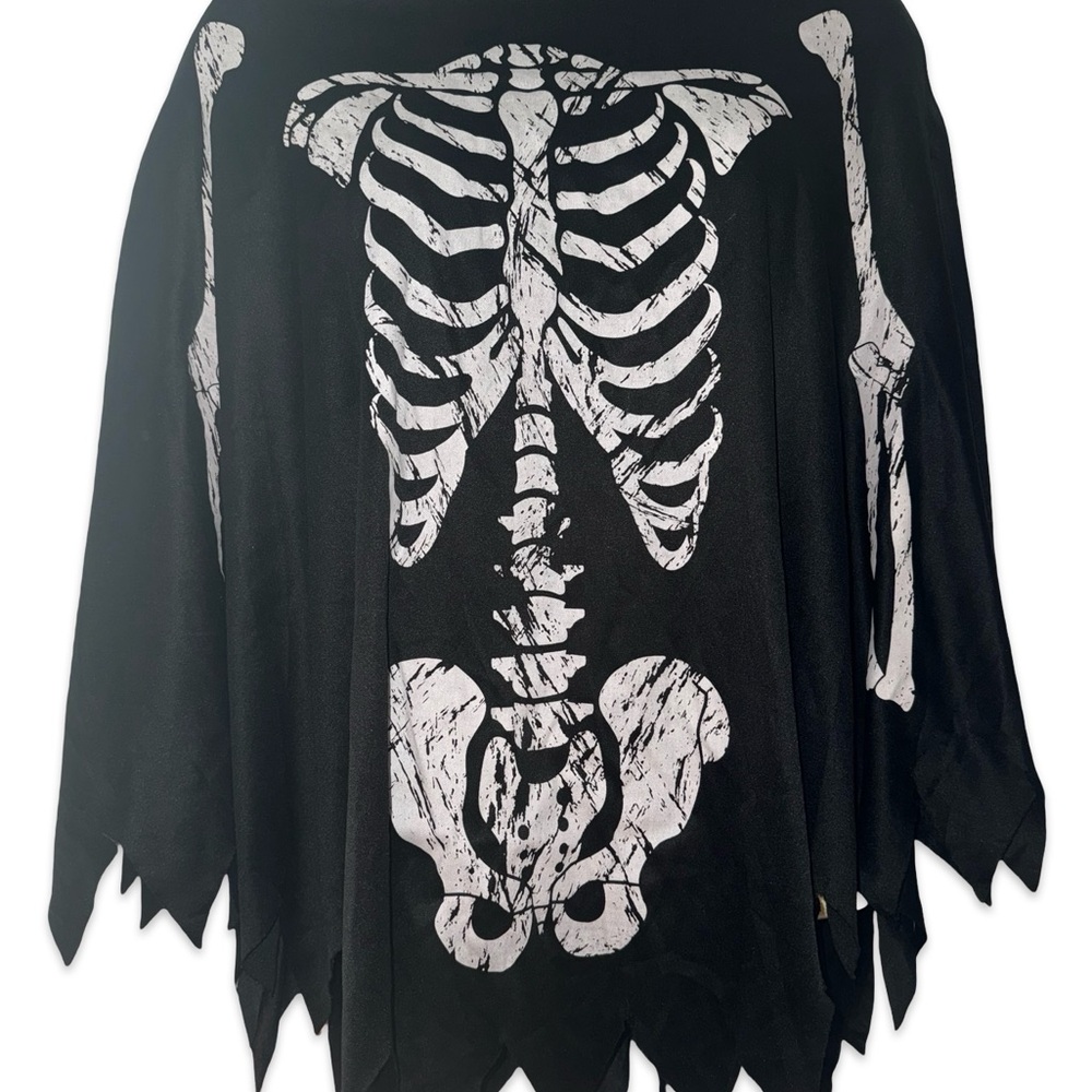 Black Skeleton Poncho Costume